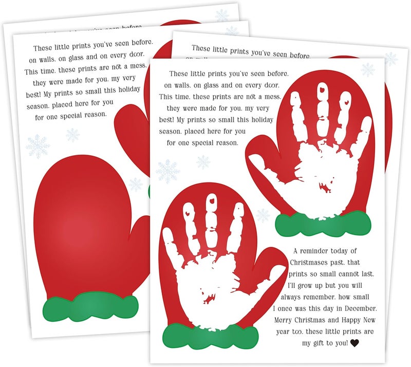 QOFO 10 Pcs Christmas Handprint Art Craft Bundle, 8.5x11 Inch Handprint Keepsake Kit, Memory Keepsake Crafts Activities, Christmas Holidays Decor, Winter Party Favors for Friends-5 - Image 1